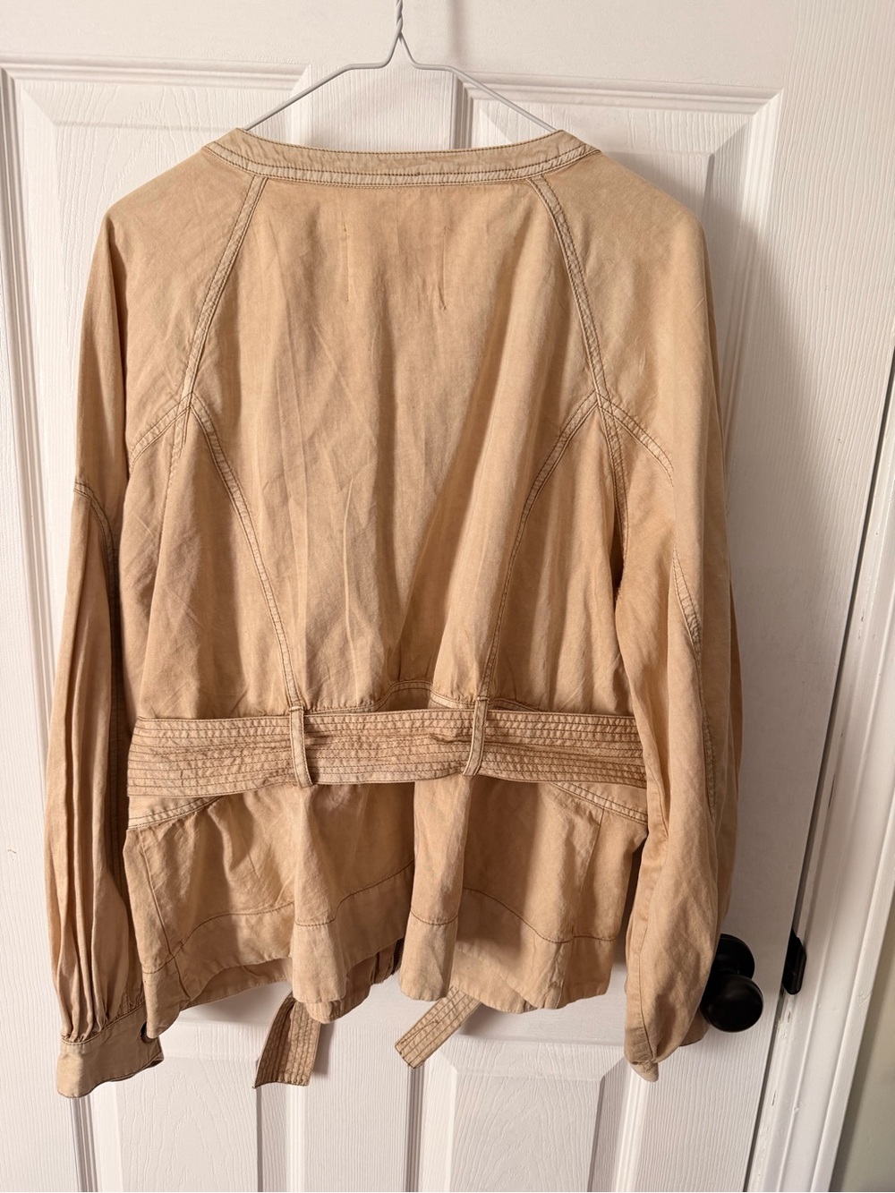 Light Tan Women's Utility Zip Jacket - Picture 4 of 4